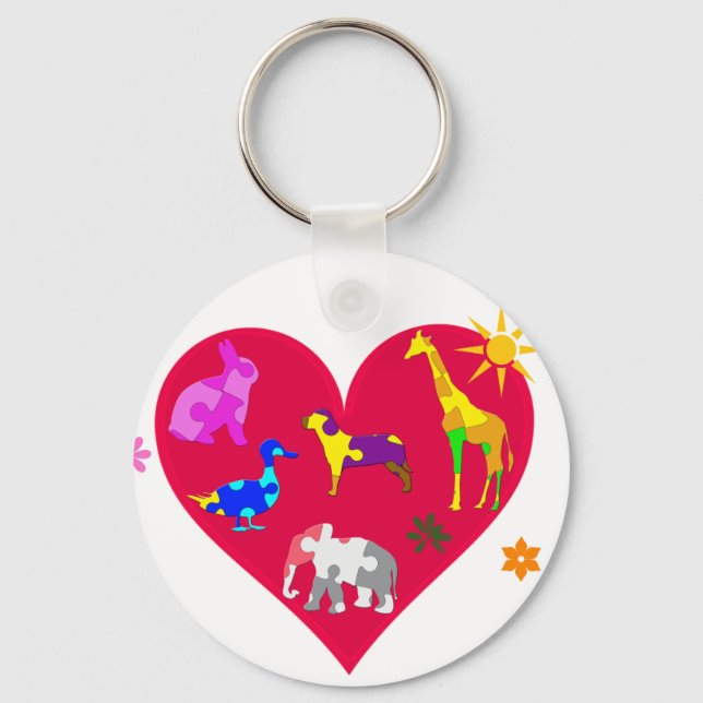 Porte-clés Animaux de sensibilisation sur l'autisme (Recto)