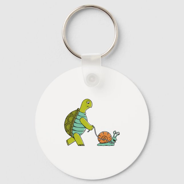 Porte-clés Animaux Drôle Tortue Et Escargot (Recto)