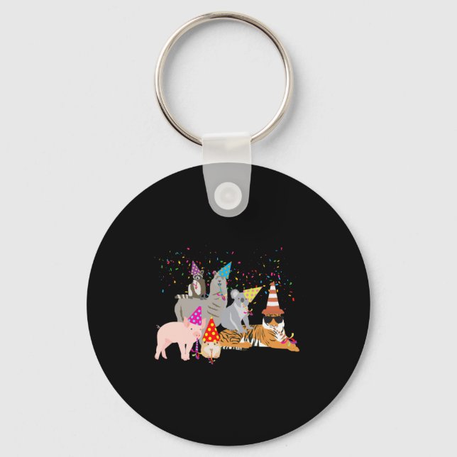 Porte-clés Animaux faisant la fête Animaux mignons faisant la (Recto)