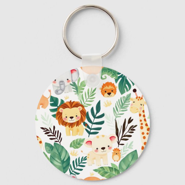 Porte-clés Animaux mignons de safari motif jungle (Recto)