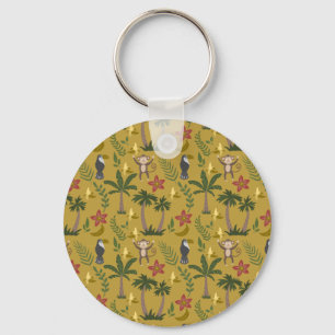 Porte-clés Animaux tropicaux singe motif sans soudure, macaw
