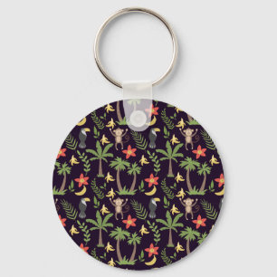 Porte-clés Animaux tropicaux singes motifs sans soudure & mac