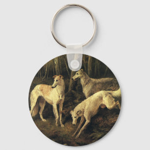 Porte-clés Animaux vintage, chiens de chasse Greyhound dans l