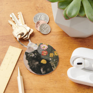 Porte-clés Animaux vintages, Cute Kitten victorien et Fleurs