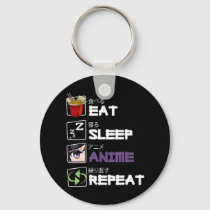 Porte-clés Anime de sommeil de manger Répéter Kawaii Otaku Ma