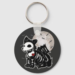Porte-clés Anime Loup Émotionnel Gothique Tranchant Squelette