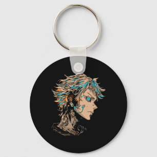 Porte-clés Anime Manga Motif Les yeux bleus Illustration Anim
