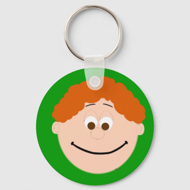 Porte-clés Animés Garçons Face Cheveux Rouges Souriant (Recto)