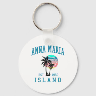 Porte-clés Anna Maria Island Floride Plage Vintage Palmiers