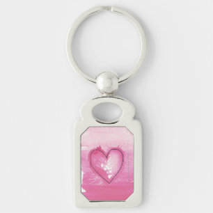 Porte-clés Anneau de clé de coeur de couleur rose