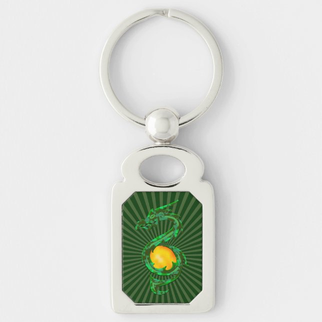 Porte-clés Année chinoise du Dragon Jade Vert (Devant)