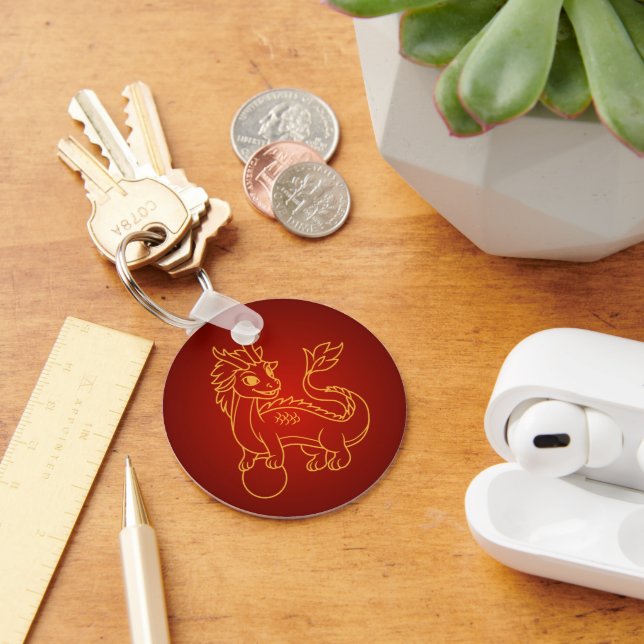 Porte-clés Année du Dragon 2024 Zodiaque Chinois (Bureau)