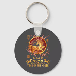 Porte-clés Année lunaire du cheval Zodiaque Bonne année chino
