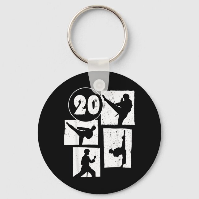 Porte-clés Anniversaire 20 ans Karaté Taekwondo Garçon de 20  (Recto)