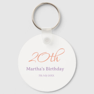 Porte-clés anniversaire 20 ans vert violet nom simple mode te