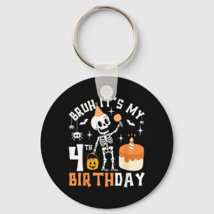 Porte-clés Anniversaire 4 ans Halloween Bruh-drole squelette