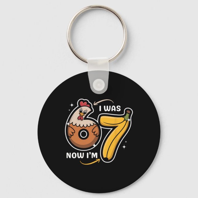 Porte-clés Anniversaire 7 Ans J'avais 6 Ans Maintenant J'ai 7 (Recto)