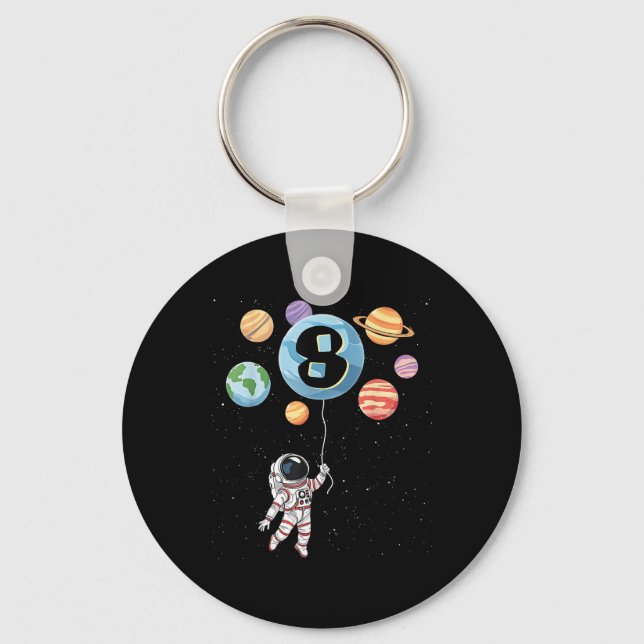 Porte-clés Anniversaire 8e astronaute 8 ans Planètes spatiale (Recto)