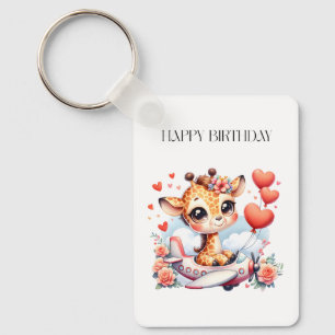 Porte-clés Anniversaire Avion Girafe