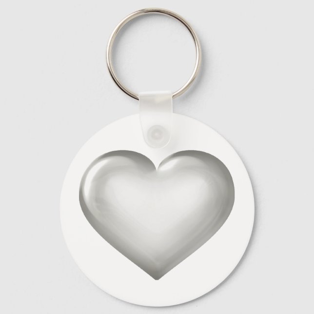 Porte-clés Anniversaire d'argent - Coeur de verre d'argent (Recto)