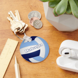 Porte-clés anniversaire de enfant de volley-ball bleu bleu ma