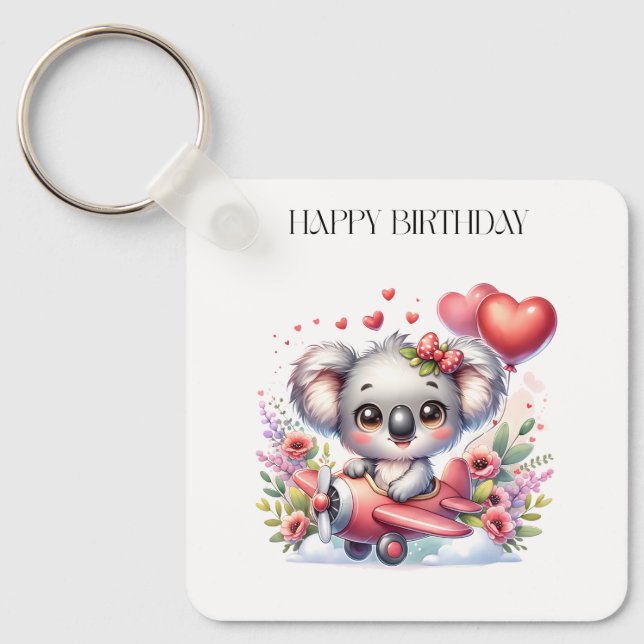 Porte-clés Anniversaire de Koala Volant (Recto)