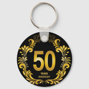 Porte-clés Anniversaire de la Parties scintillant d'or de 50 