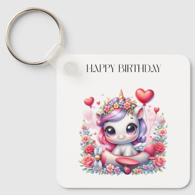 Porte-clés Anniversaire de Licorne Pilote (Recto)
