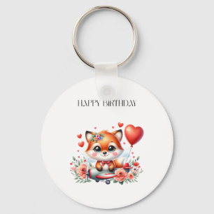 Porte-clés Anniversaire de pilote de renard mignon