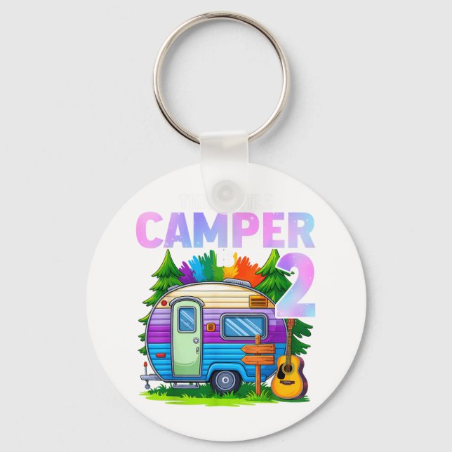 Porte-clés Anniversaire d'enfants campeur 2 ans camping 2ème  (Recto)
