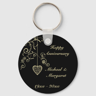 Porte-clés Anniversaire du Mariage de coeur Gold Elegant