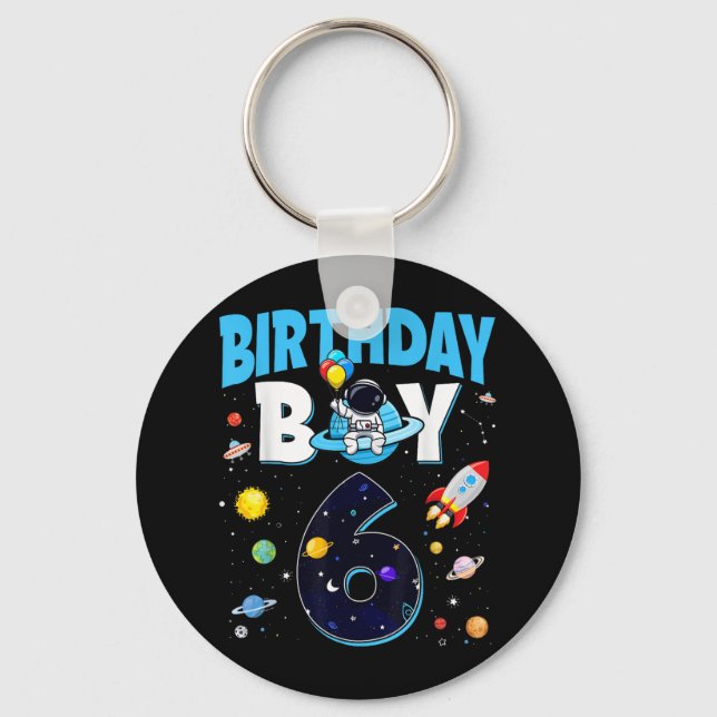 Porte-clés Anniversaire garçon 6 ans astronaute spatial 6e an (Recto)
