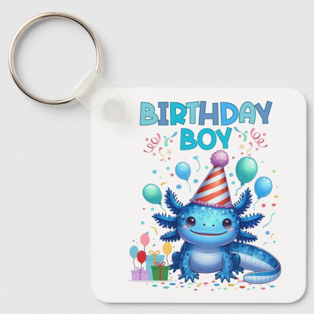Porte-clés Anniversaire Garçon Axolotl Vibes Joli Conception (Recto)