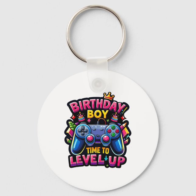 Porte-clés Anniversaire Garçon Temps De Niveau Up Video Jeu A (Recto)