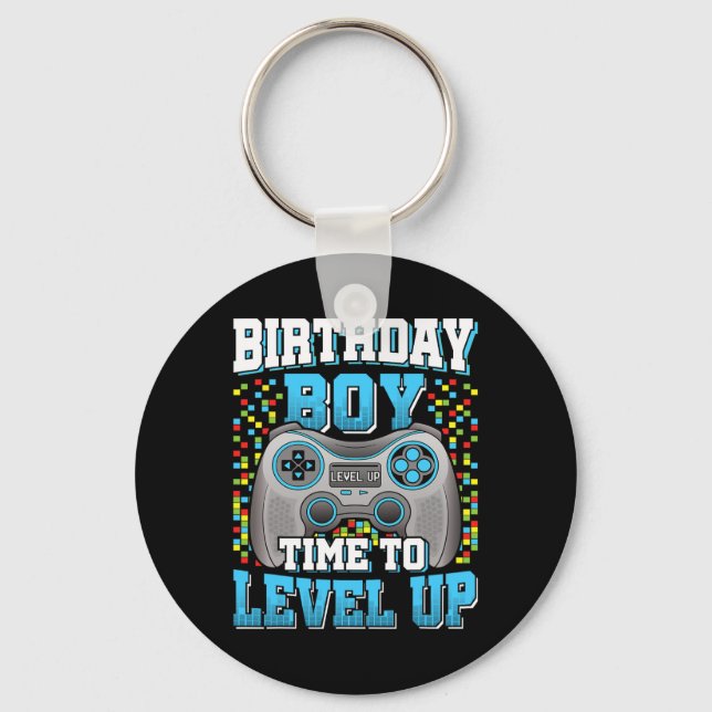 Porte-clés Anniversaire Garçon Temps De Niveau Up Video Jeu A (Recto)