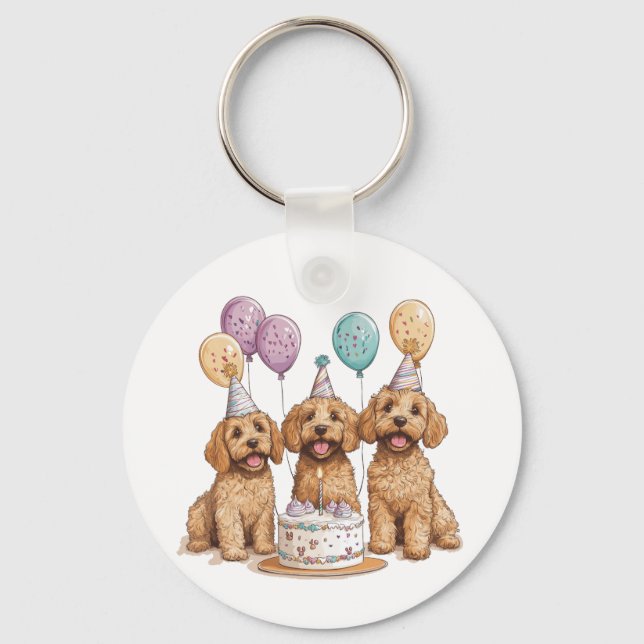 Porte-clés Anniversaire Goldendoodle Chiens Anniversaire Gâte (Recto)