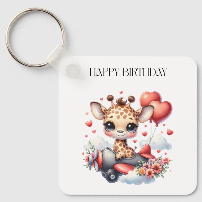 Porte-clés Anniversaire Pilote Girafe (Recto)