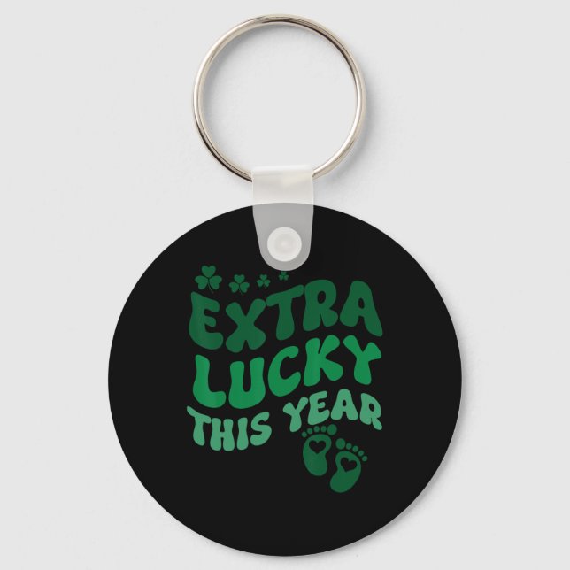 Porte-clés Annonce de grossesse extra chanceuse Saint-Patrick (Recto)