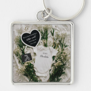 Porte-clés Annonce de grossesse florale neutre souvenir