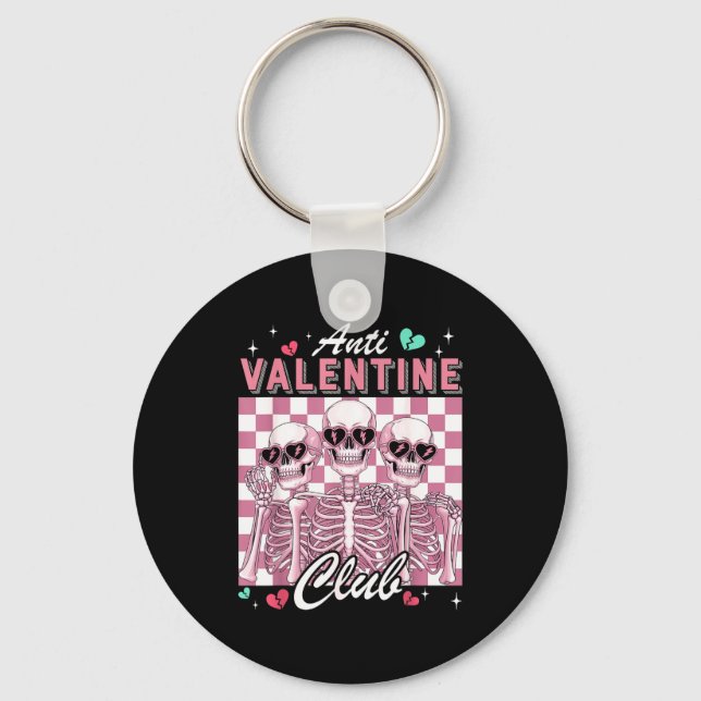 Porte-clés Anti Valentine Club Skeleton Funny Single Valentin (Recto)