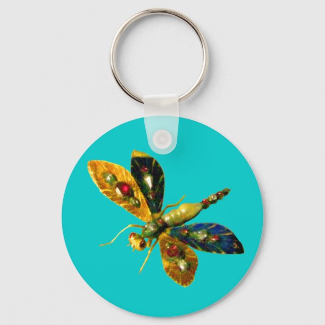 Porte-clés ANTIQUE DRAGONFLY JEWEL Aqua Bleu, Turquoise (Recto)