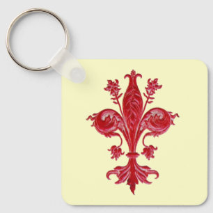 Porte-clés ANTIQUE FLORENTINE FLEUR DE LISE, Crème