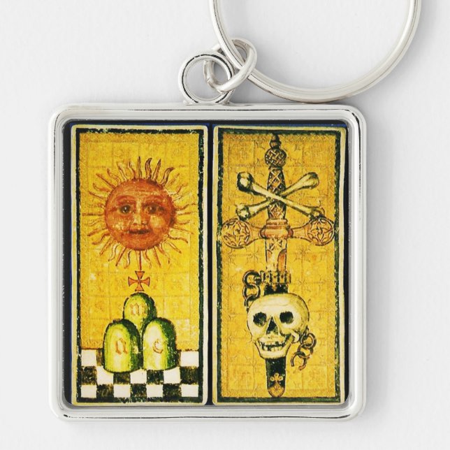 PORTE-CLÉS ANTIQUE RENAISSANCE TAROTS /THE SUN ,ACE OF SWORDS (Devant)