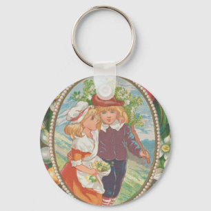 Porte-clés Antique Valentine drôle, ère victorienne, 1874