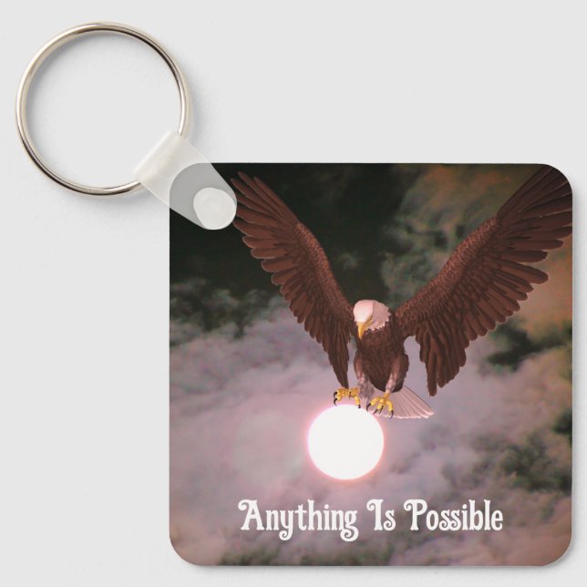 Porte-clés Anything Possible Eagle Full Moon Inspirational (Recto)