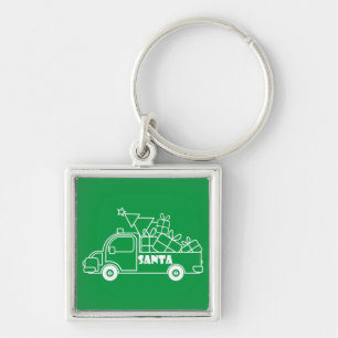 Porte-clés Aperçu camion de Noël Père Noël vue côté voiture
