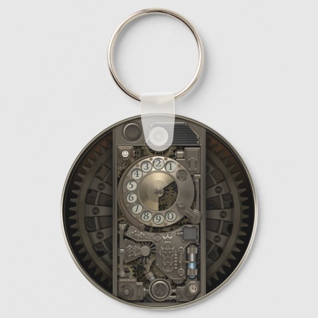 Porte-clés Appareil Steampunk - Téléphone Rotary. (Recto)