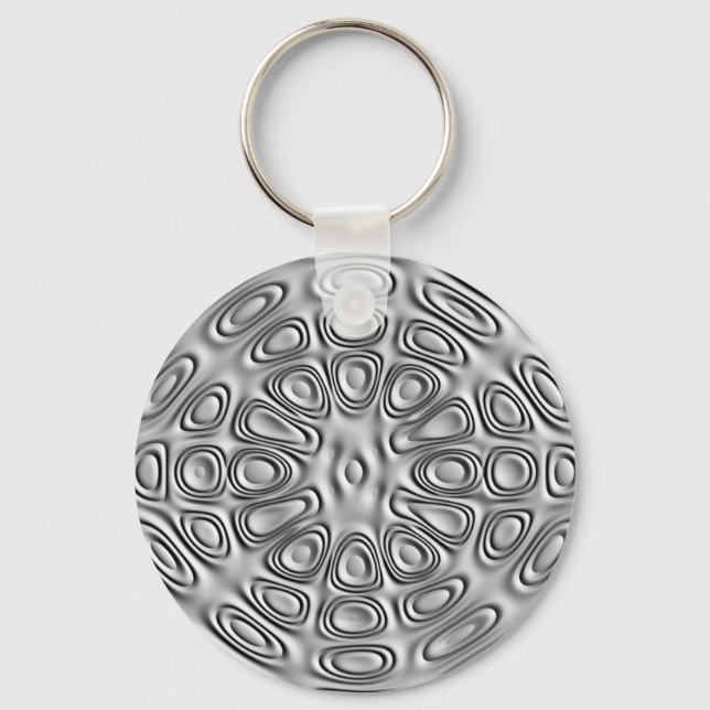 Porte-clés Apparence Embossée Silver Grey Fleur de sable méta (Recto)