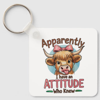 Porte-clés Apparently I Have An Attitude Highland Cow Bow