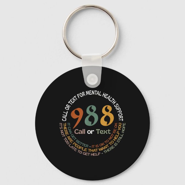 Porte-clés Appel ou texto 988 pour la santé mentale (Recto)